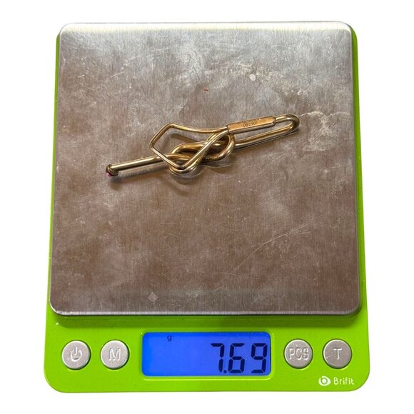 Vintage Swank 1/20 10K Rolled Gold Plated Gold Tie Clip Bar Red Gemstone Accent - Picture 7 of 7